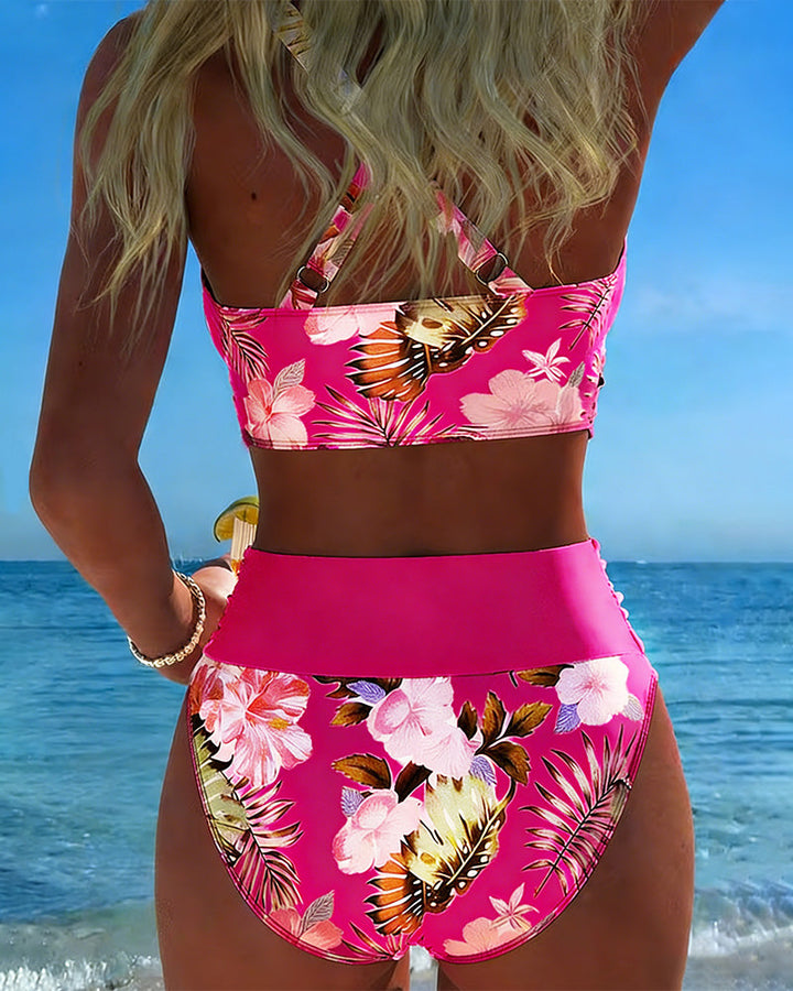 Bikini à motifs floraux contrastés