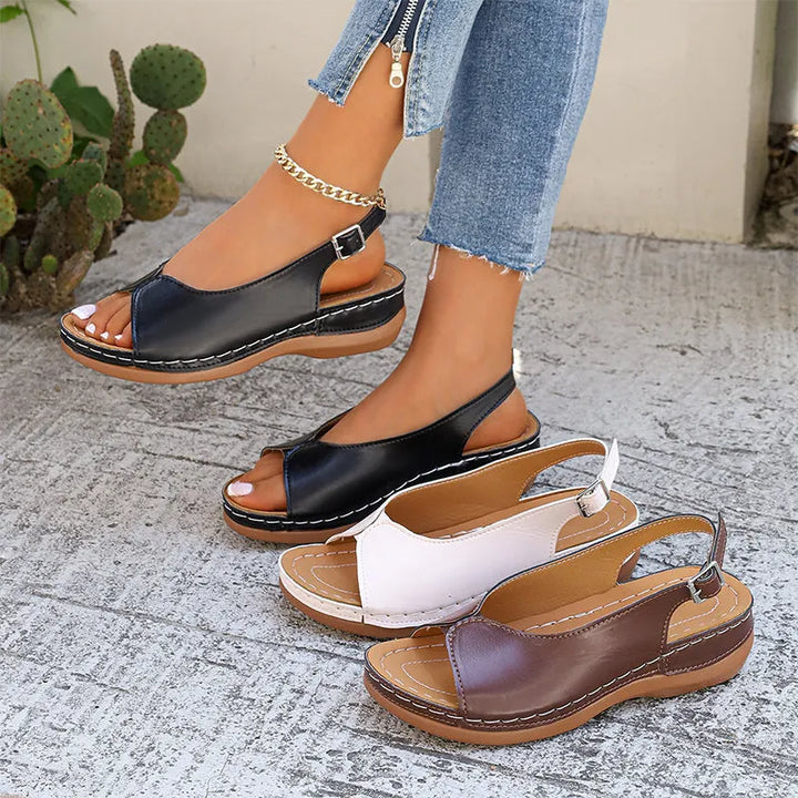 Sandales pour femmes confortables au style rétro avec orteils découverts