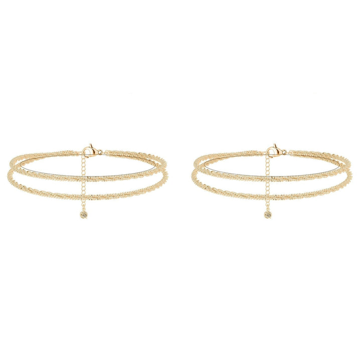 Dorelle™ — Bracelet de cheville double chaîne doré et argent élégance minimaliste