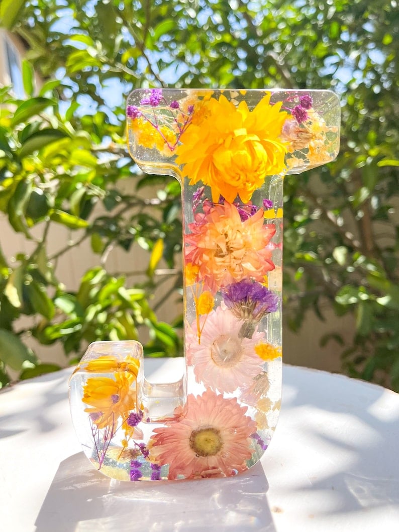 🌸Lampe de nuit artisanale en résine florale