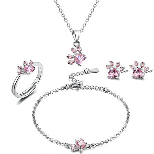 Arbour – Parure de bijoux 4 pièces avec patte et cœur en zirconia
