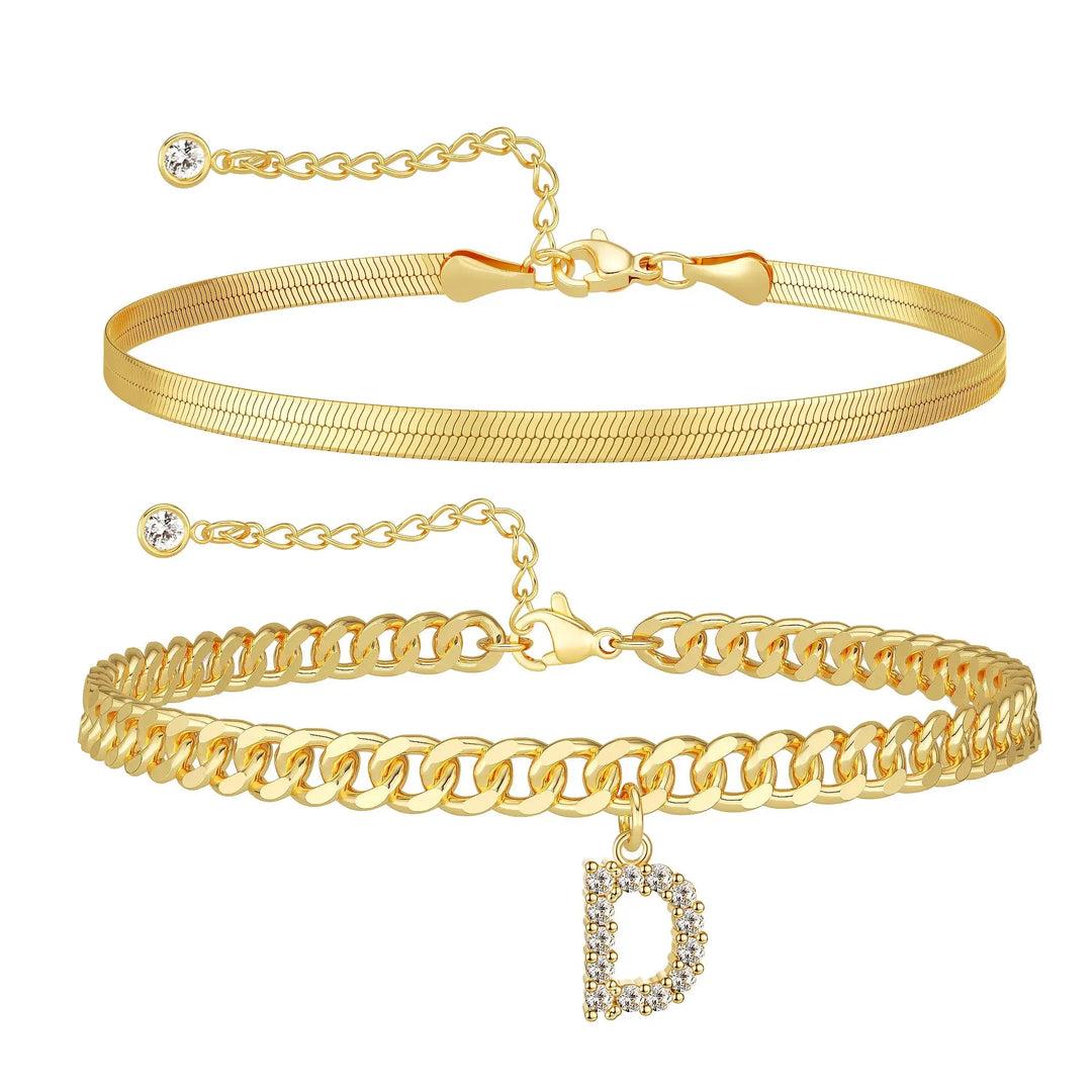 Zavélia™ — Bracelet de cheville initiale personnalisé