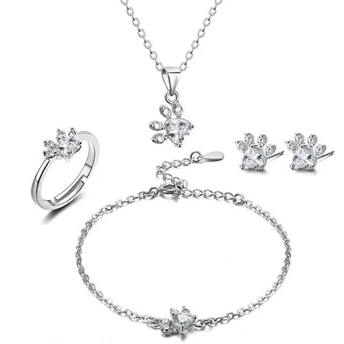 Arbour – Parure de bijoux 4 pièces avec patte et cœur en zirconia