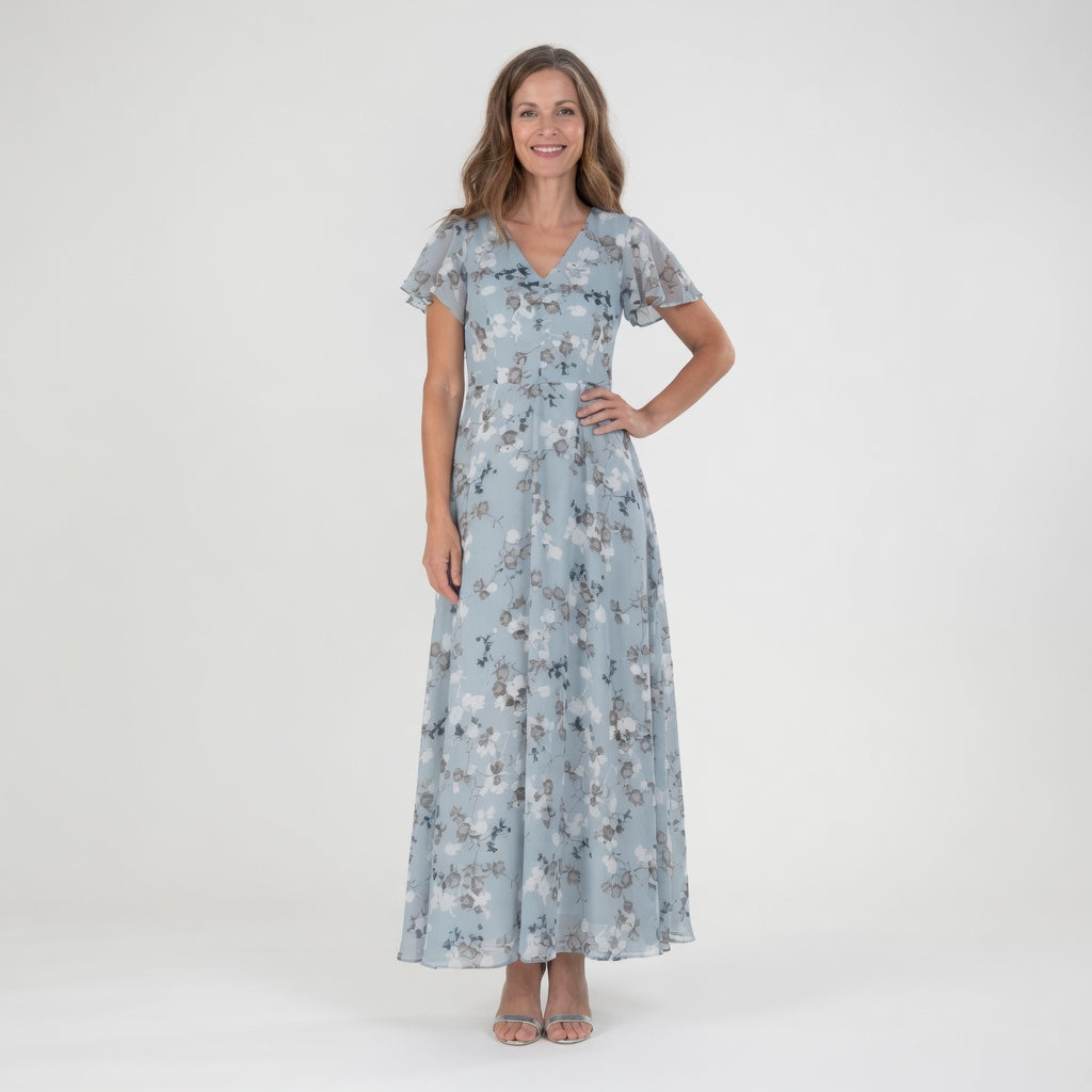 Ismeria | Robe Maxi en Chiffon Floral