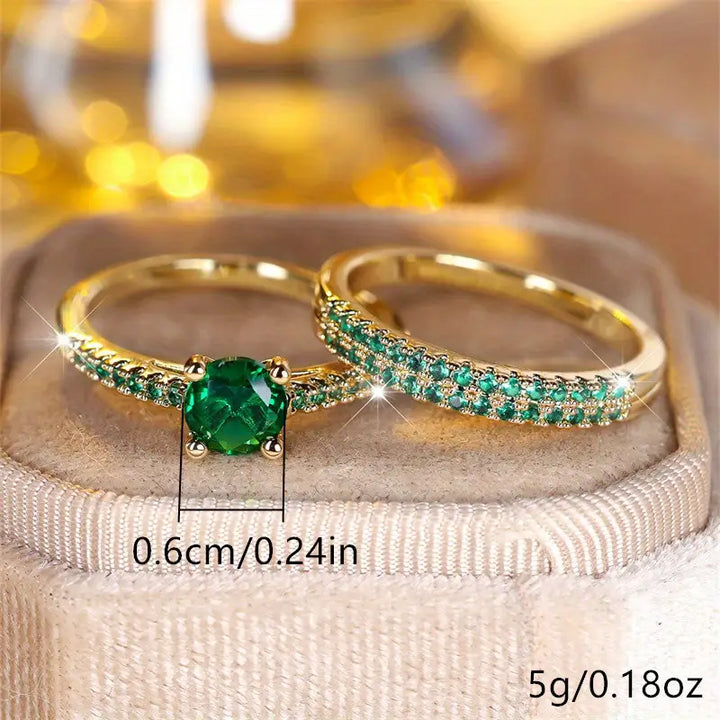 Set de Bagues Duo avec Émeraude en Or