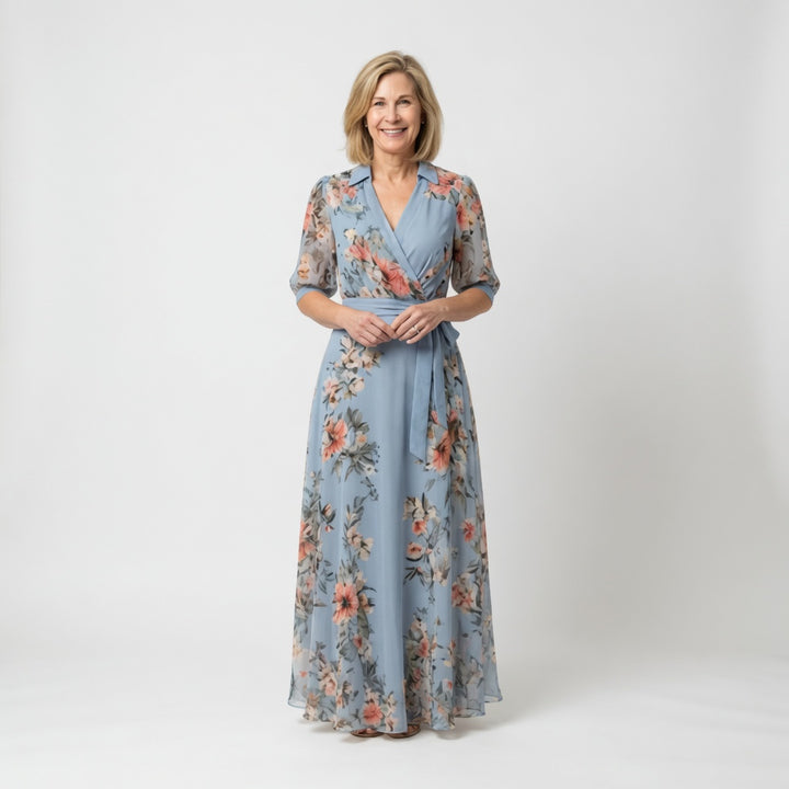 Elowen | Robe Maxi à Enveloppe à Col en V Floral