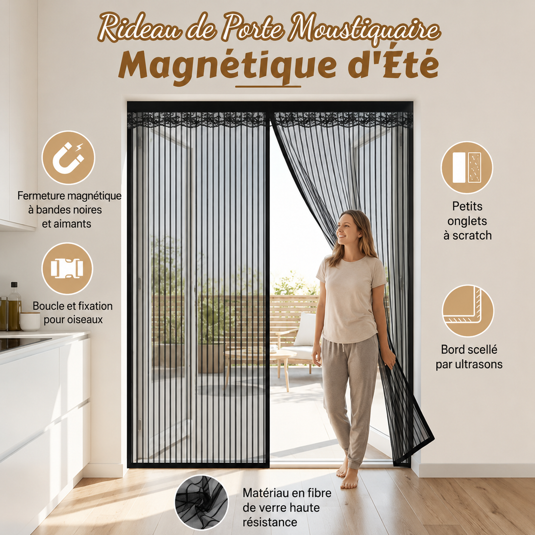 Portélia™ — Rideau magnétique anti-insectes pratique