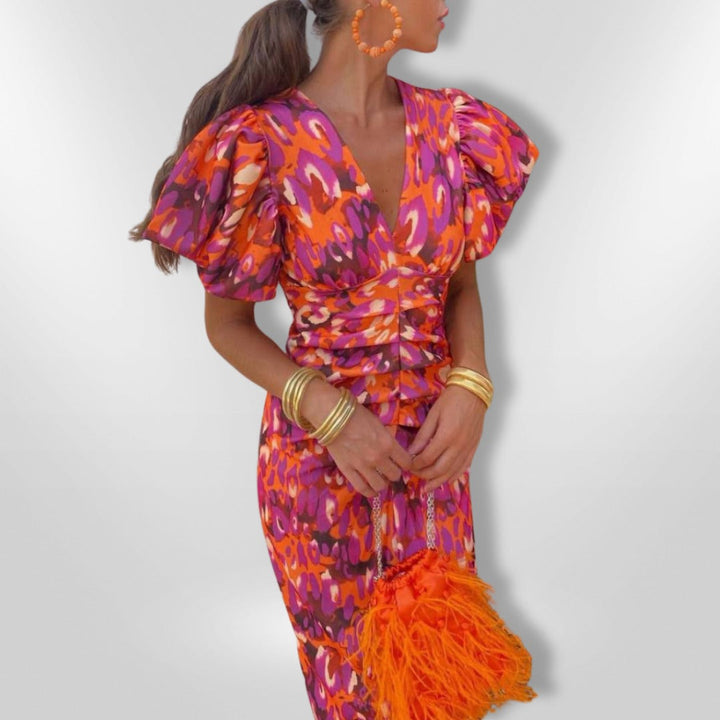 Noor™ - Robe mi-longue avec manches bouffantes