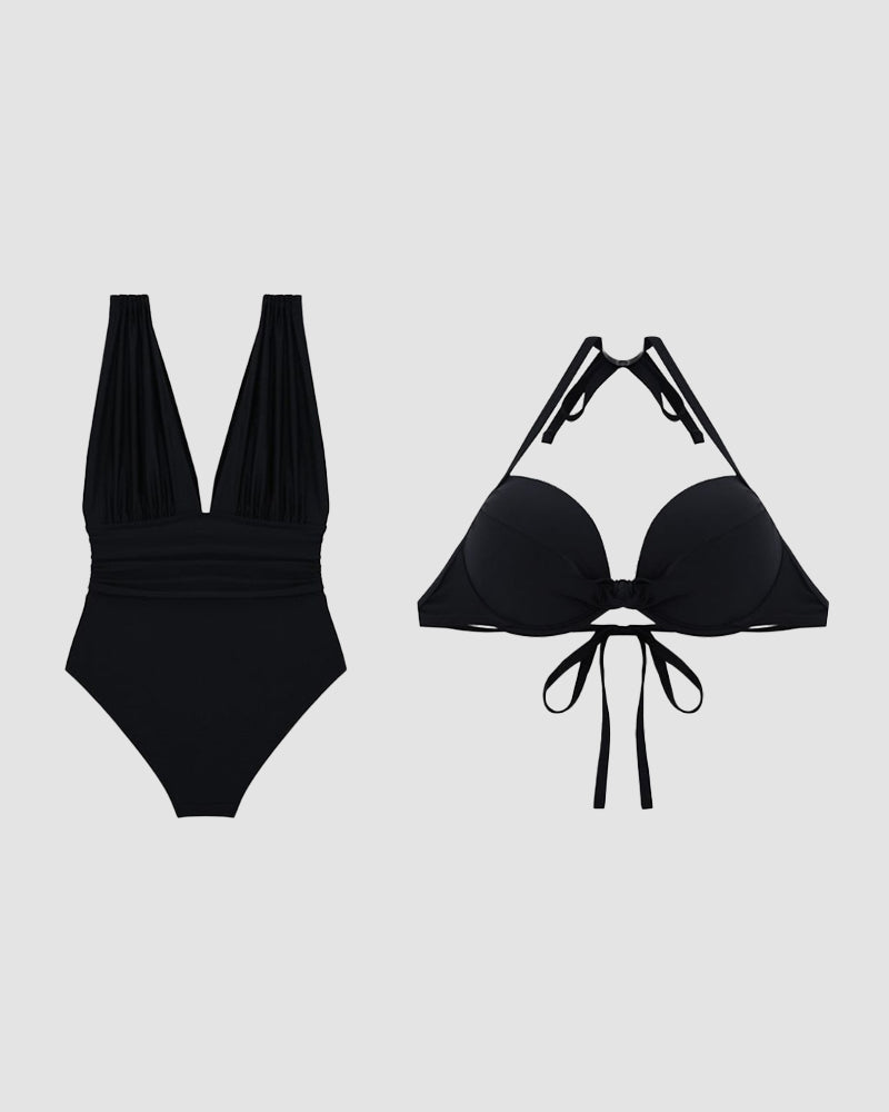 Maillot de bain Luxe Sculptant avec Décolleté V Profond