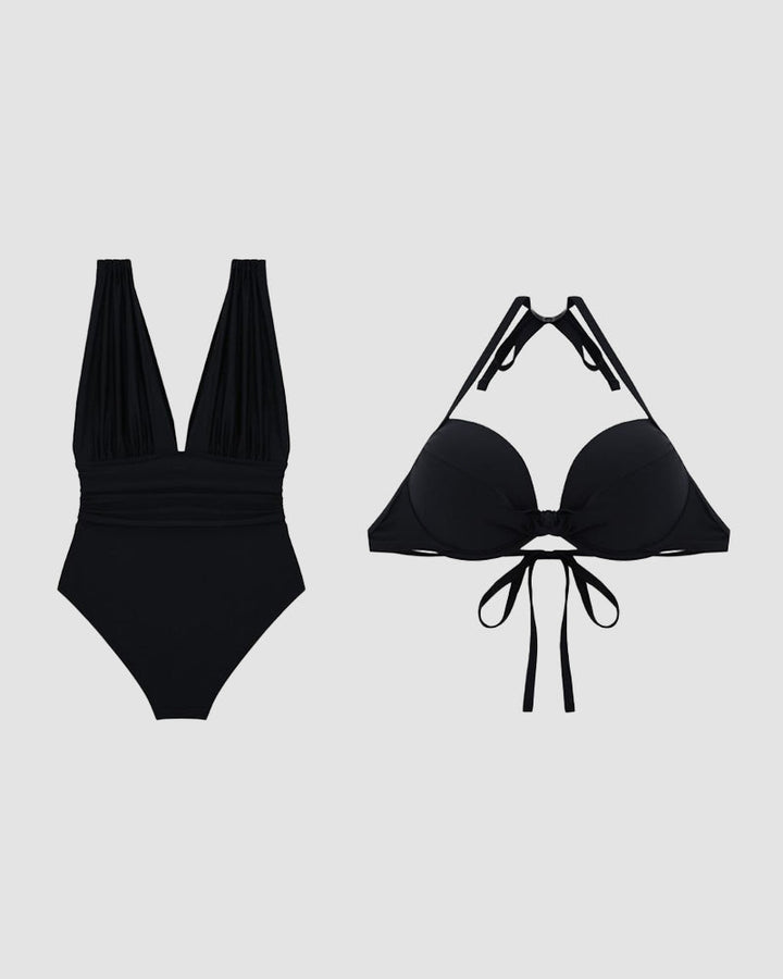 Maillot de bain Luxe Sculptant avec Décolleté V Profond