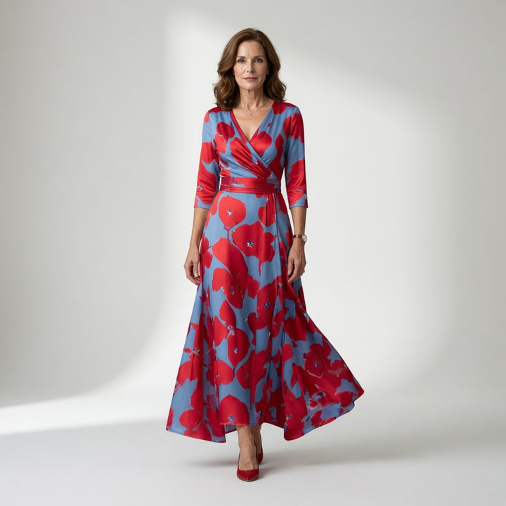 Celine | Robe Midi Croisée à Col
