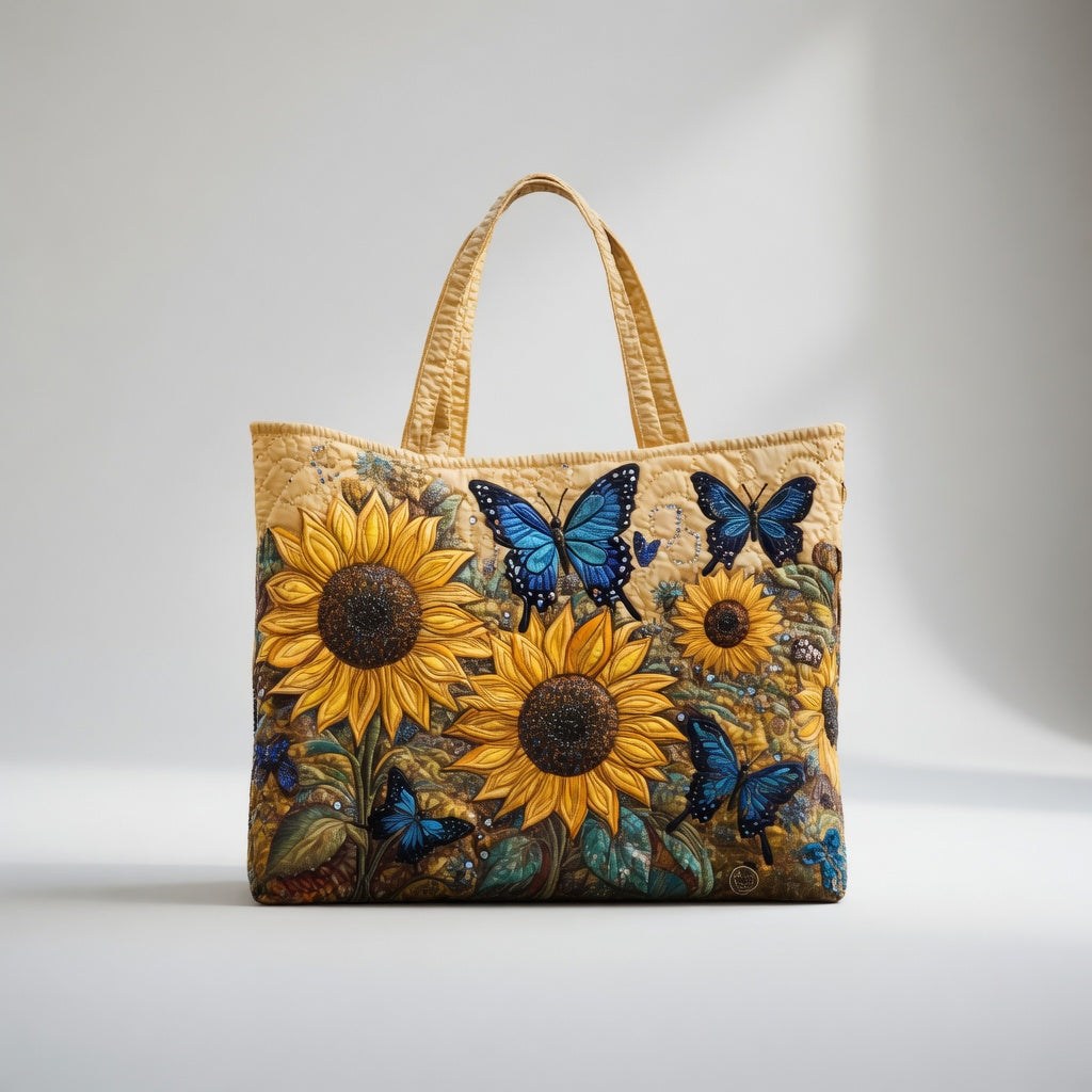 Sac fourre-tout Artisan - Tournesols et Papillons Bleus