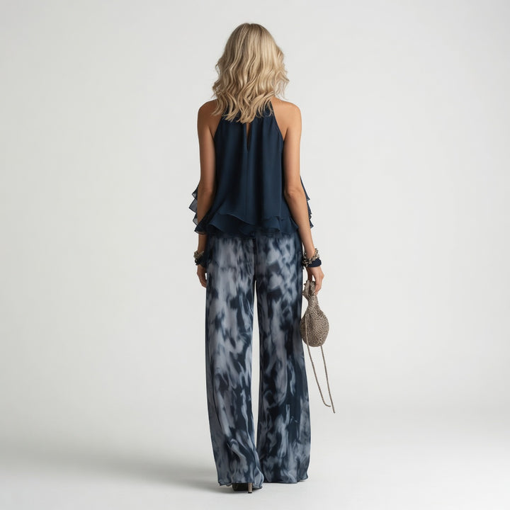 Flavie™ — Ensemble deux pièces fluide bleu marine élégance naturelle
