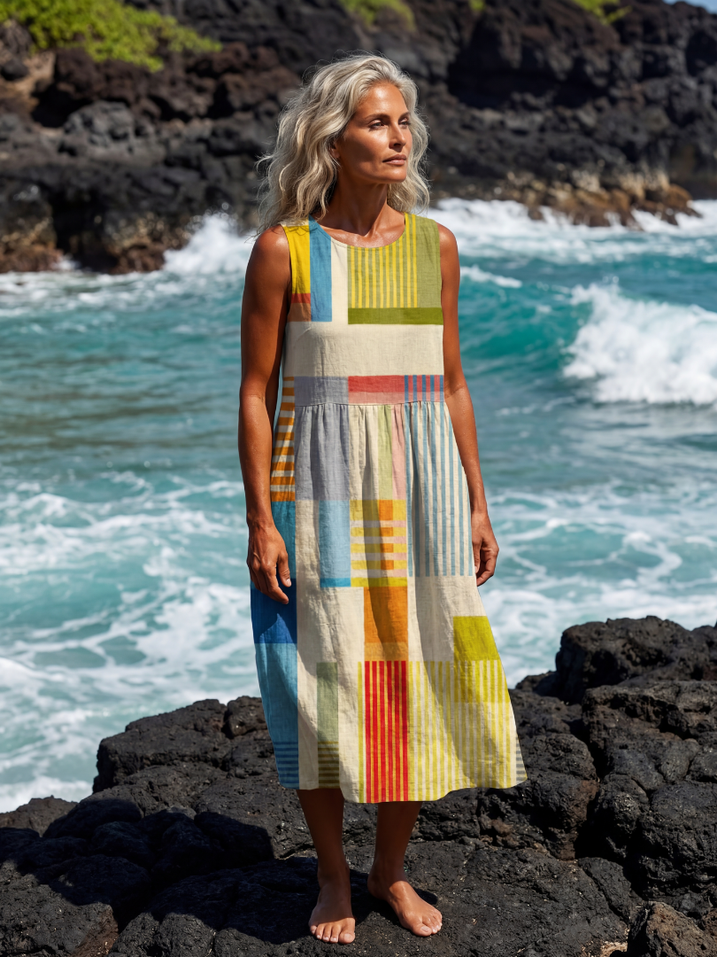Esme - Robe Midi Colorée Décontractée