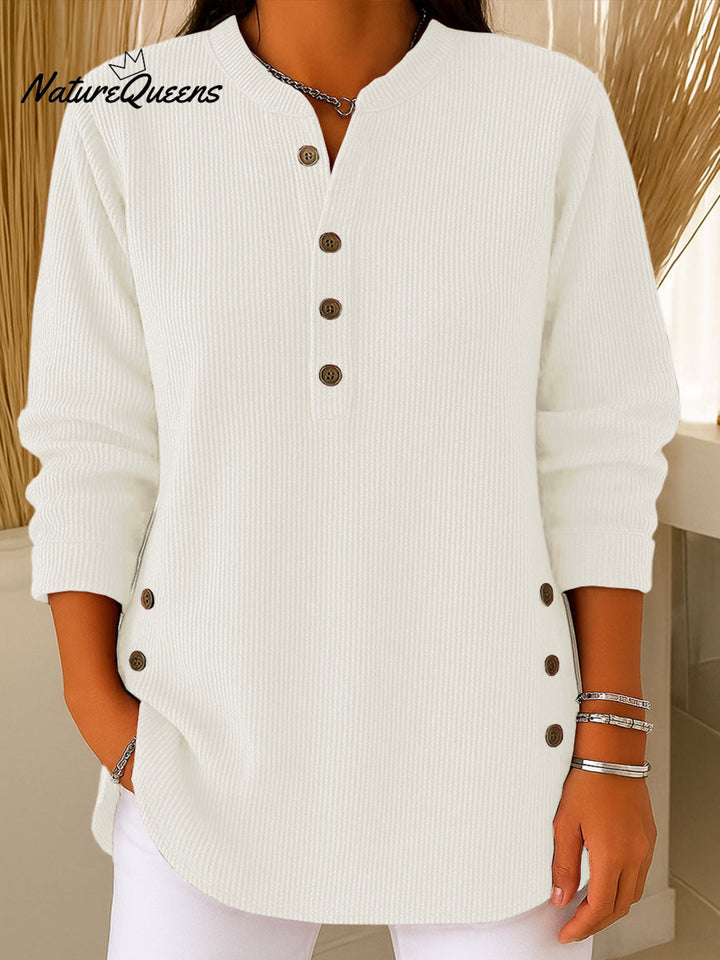 Sandrine™ — Tunique fluide boutons élégance décontractée