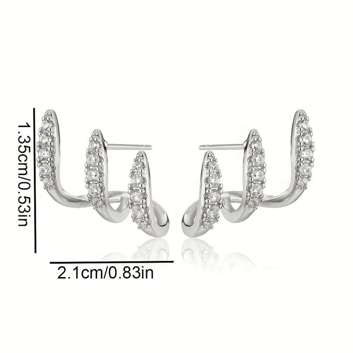 Boucles d'Oreilles Élégantes avec Strass à Trois Griffes