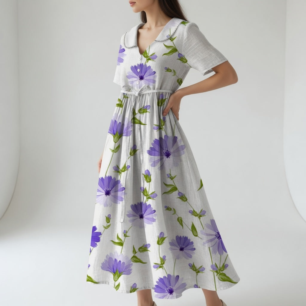 Sage - Robe Florale Vintage Élégante