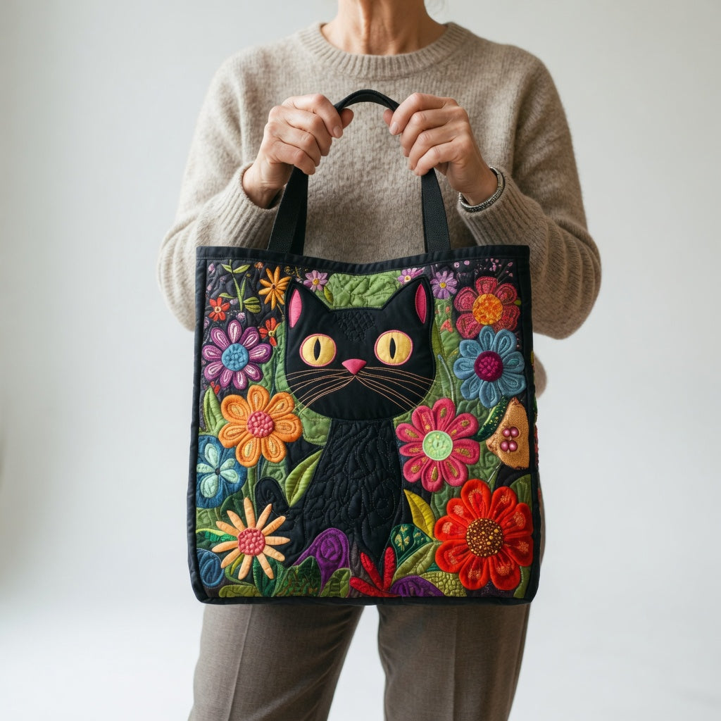 Sac Tote Artisan - Chat Noir Enchanté