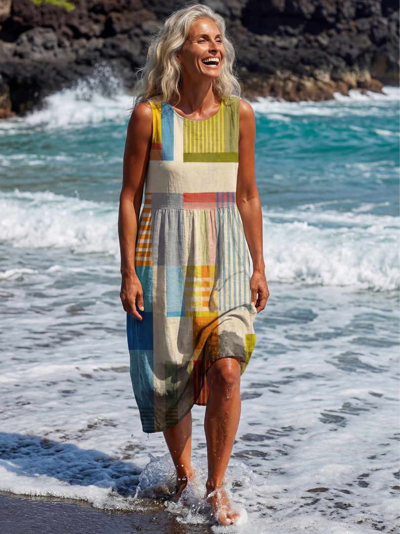 Esme - Robe Midi Colorée Décontractée