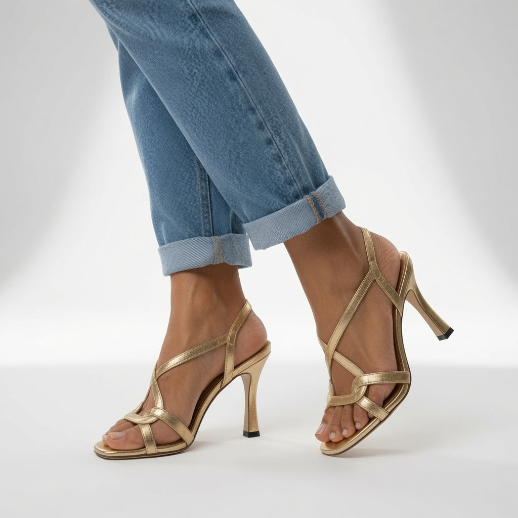 Elisabetta Sandales Dorées Élégantes à Talons