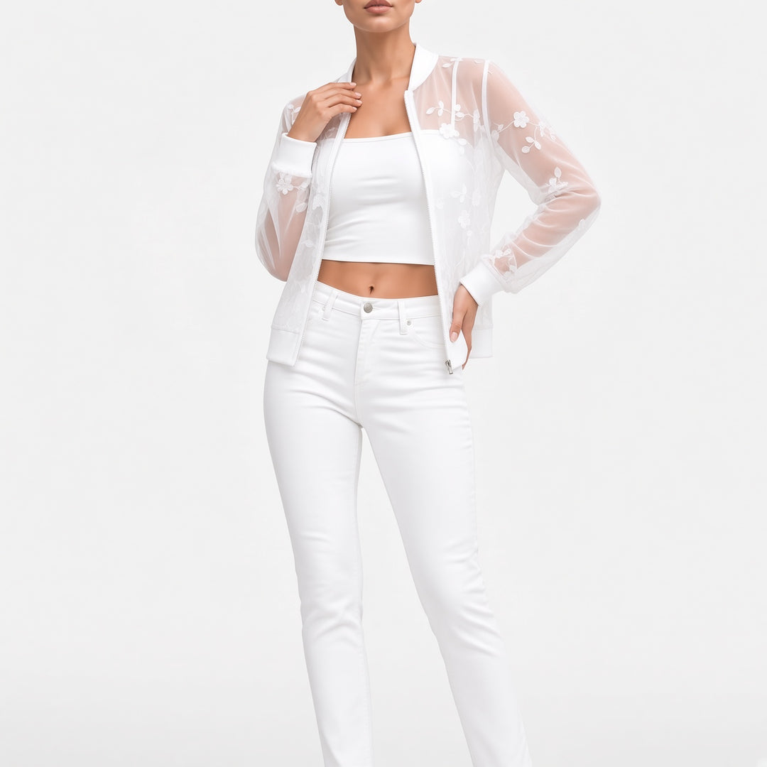 Aveloria™ — Veste transparente brodée élégance délicate