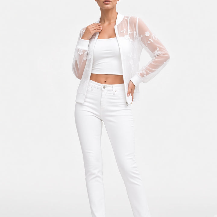Aveloria™ — Veste transparente brodée élégance délicate