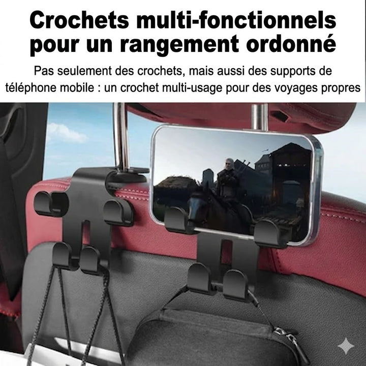 Drivette™ — Support téléphone voiture multifonction crochets appuie-tête discret et pratique
