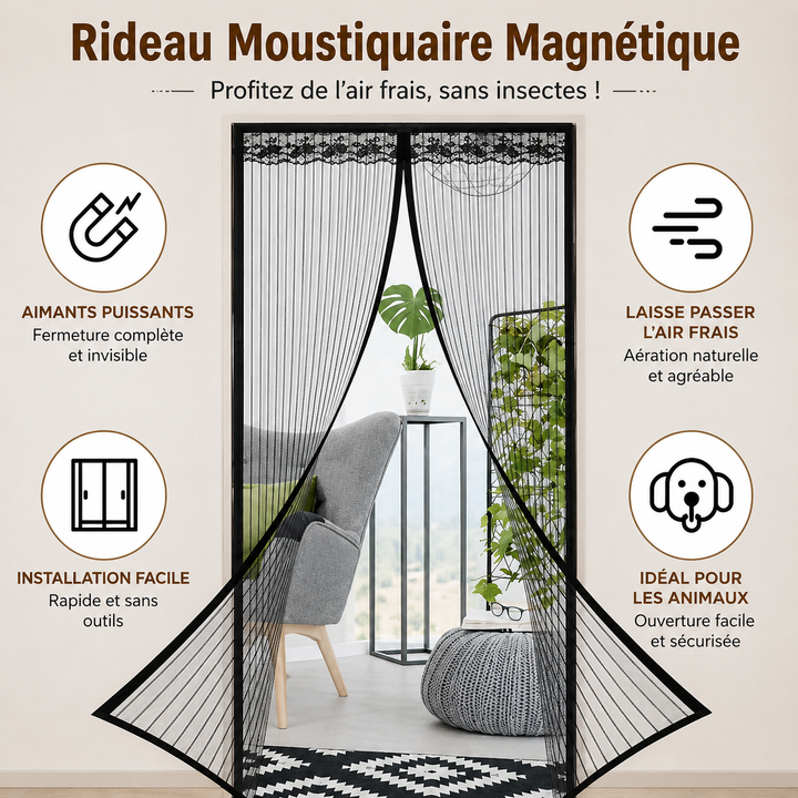 Portélia™ — Rideau magnétique anti-insectes pratique