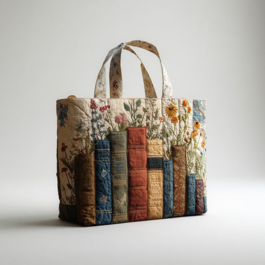 Sac Tote Artisan - Livres et Fleurs
