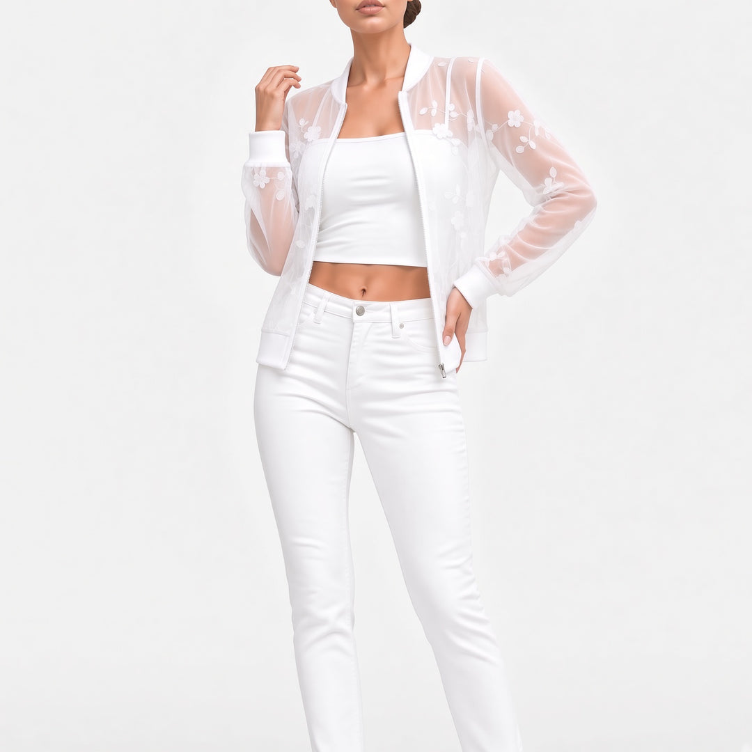 Aveloria™ — Veste transparente brodée élégance délicate