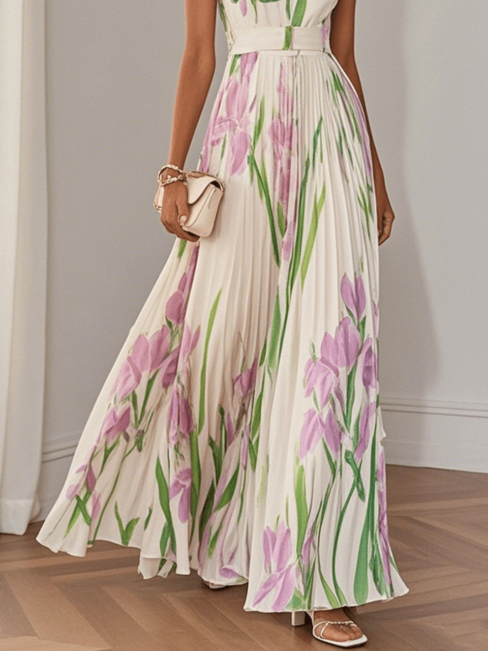 Yara™ - Robe maxi en chiffon plissé