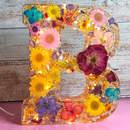 🌸Lampe de nuit artisanale en résine florale