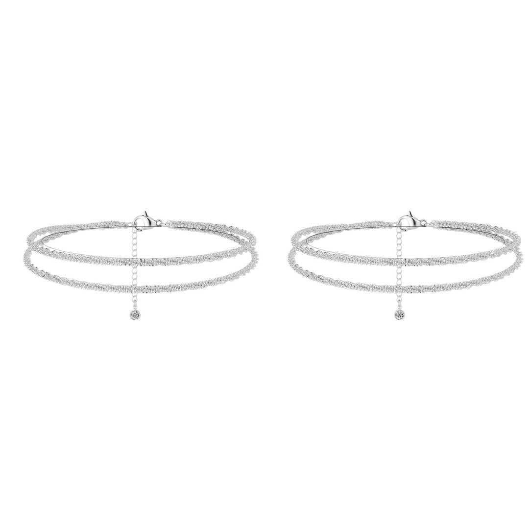 Dorelle™ — Bracelet de cheville double chaîne doré et argent élégance minimaliste