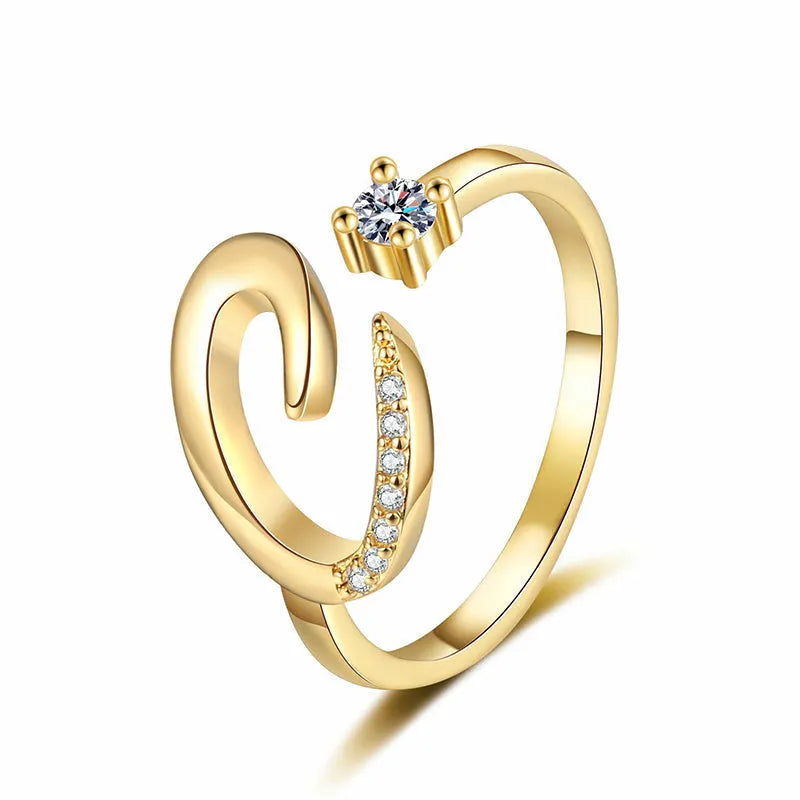 Lumévara™ — Bague cœur initiale élégance personnalisée