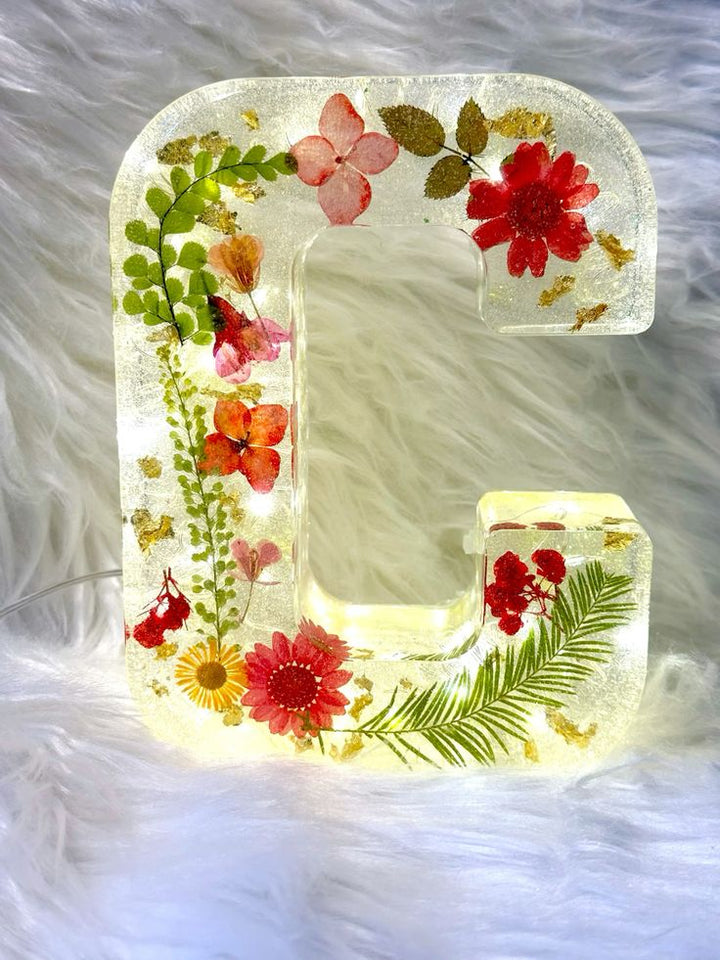 🌸Lampe de nuit artisanale en résine florale