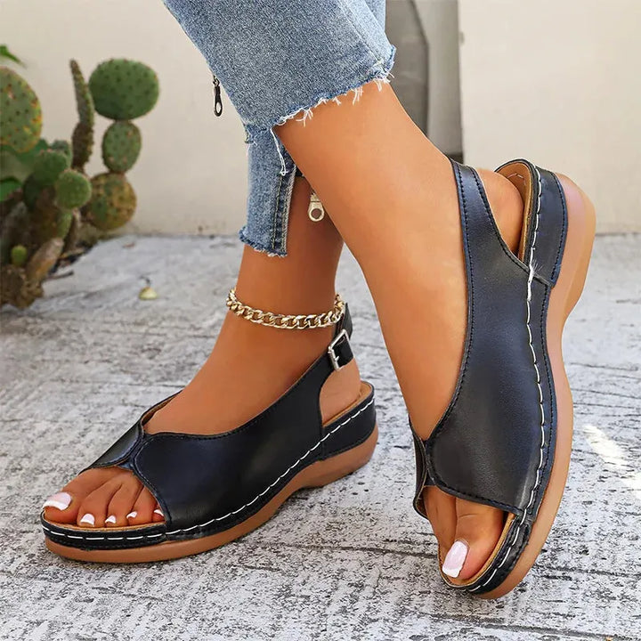 Sandales pour femmes confortables au style rétro avec orteils découverts