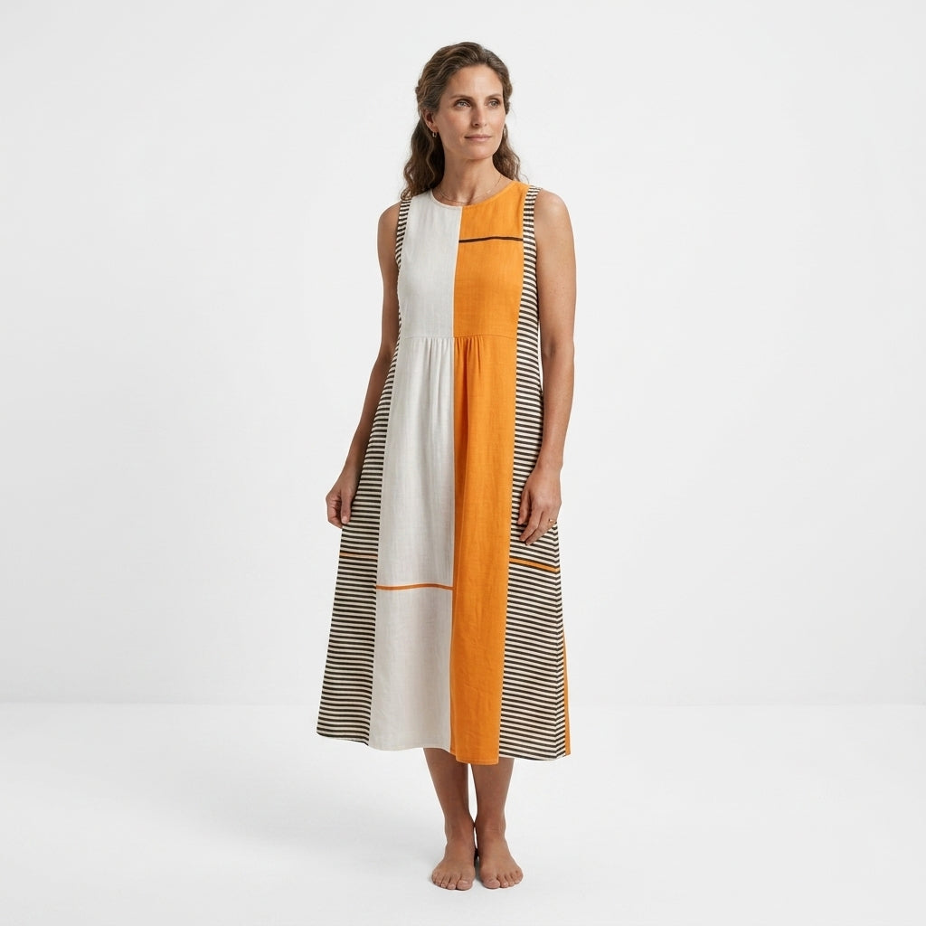 Owen - Robe Midi Décontractée Rayée
