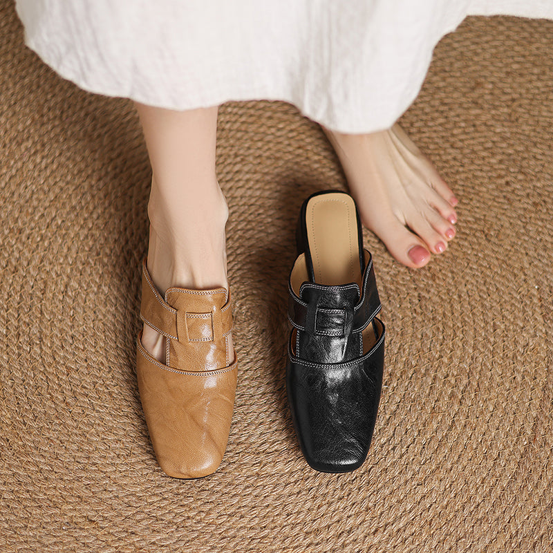 Carolina | Mules avec Bride et Bout Carré