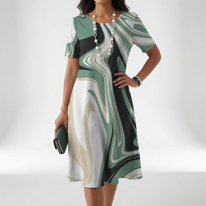 Clarimonde™ — Robe imprimée fluide élégance artistique