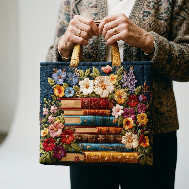 Sac Tote Artisan - Imprimé Floral et Livres