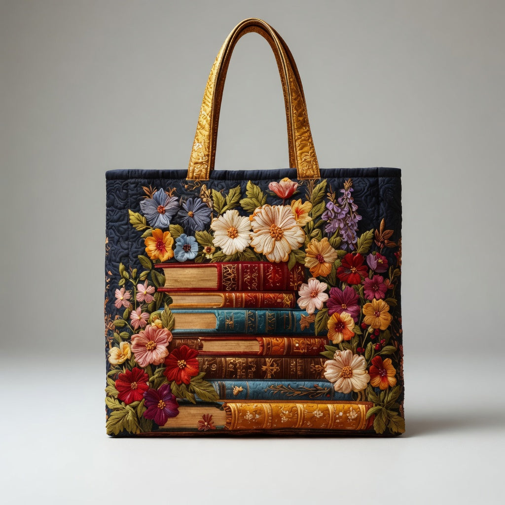 Sac Tote Artisan - Imprimé Floral et Livres