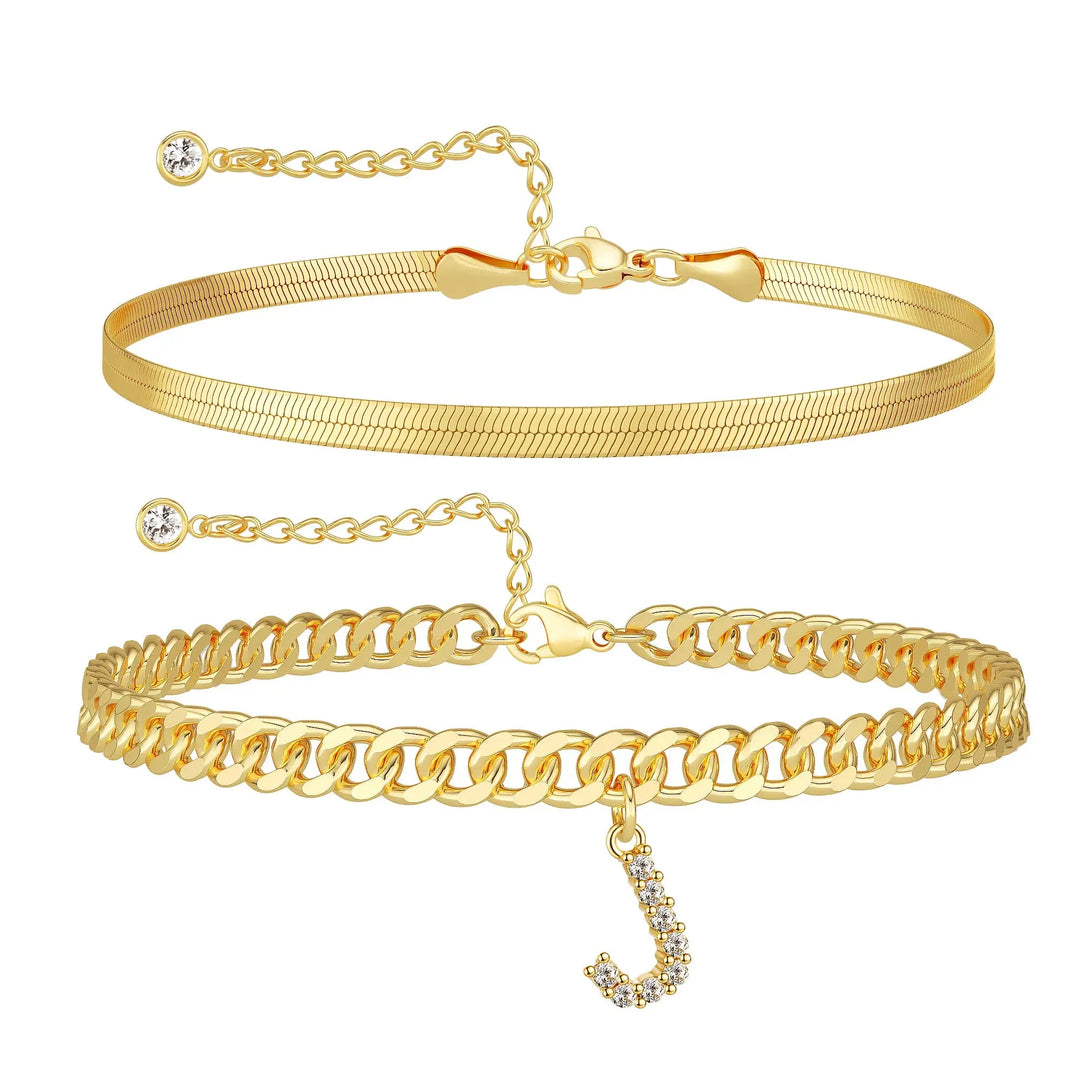 Zavélia™ — Bracelet de cheville initiale personnalisé