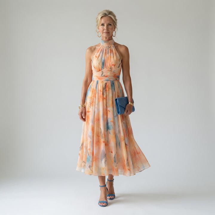 Elin | Robe Midi à Col Halter Doux