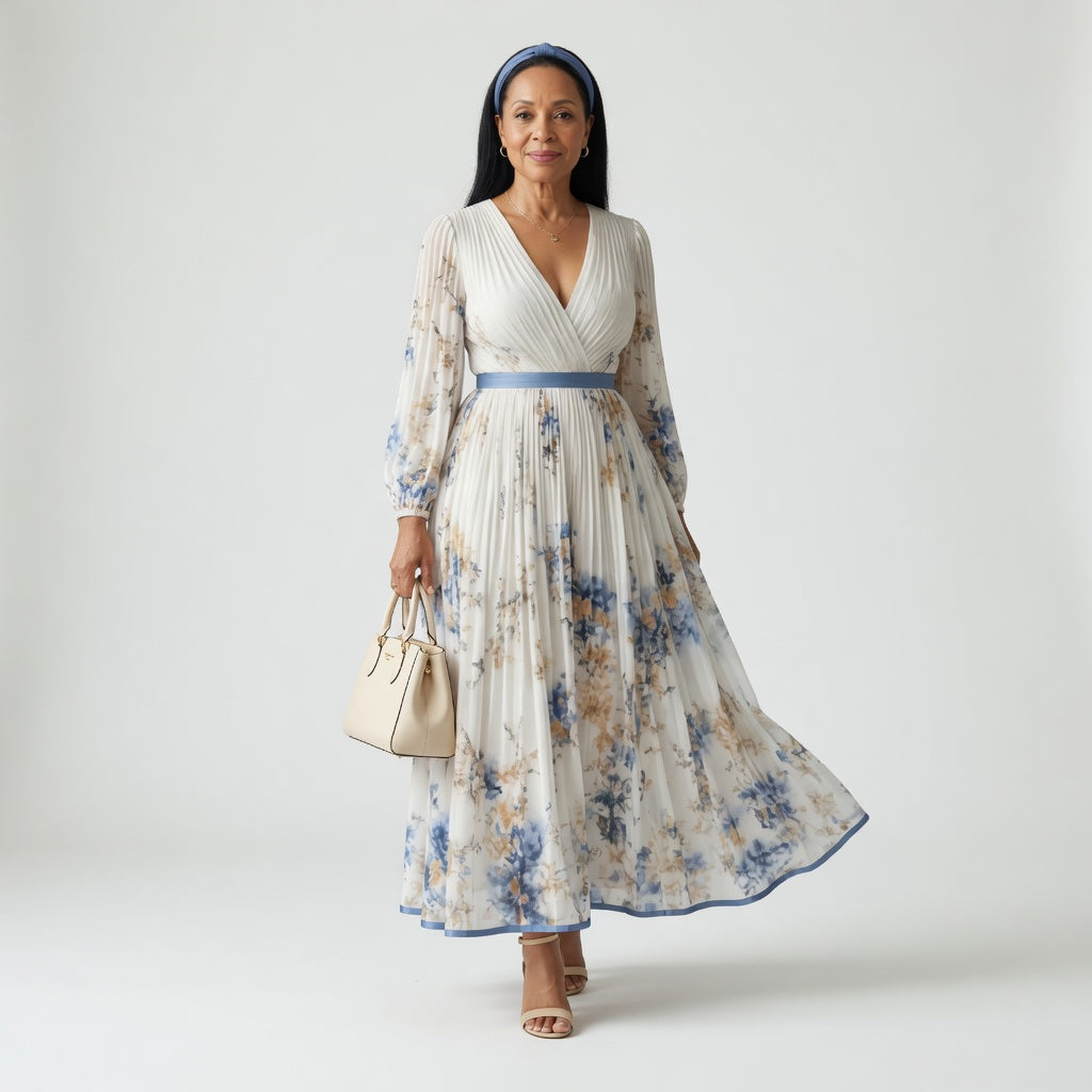 Rielle | Robe Midi Plissée à Enveloppe