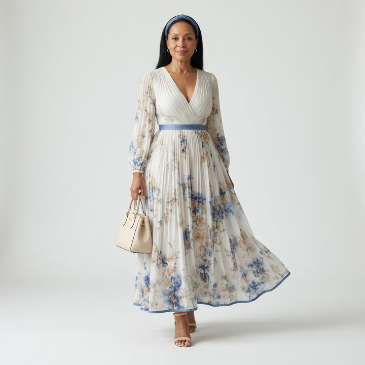 Rielle | Robe Midi Plissée à Enveloppe