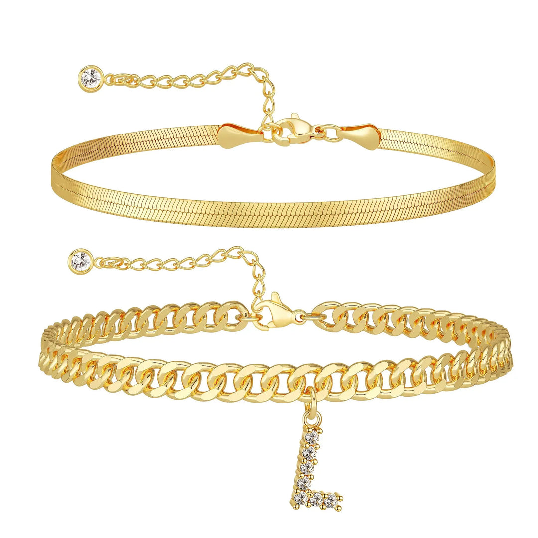 Zavélia™ — Bracelet de cheville initiale personnalisé
