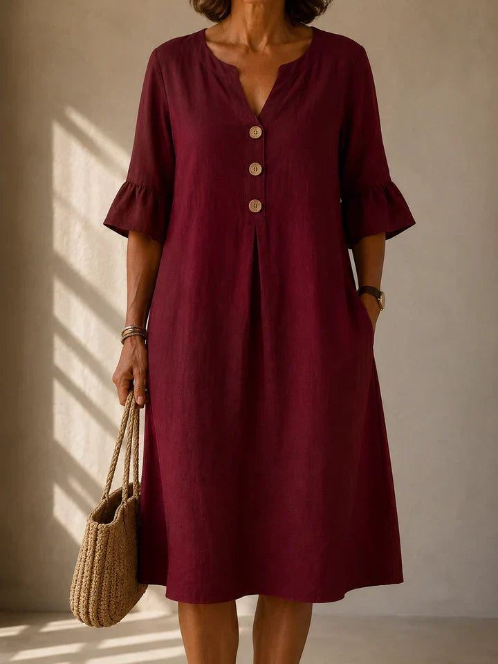 DELACROIX | Robe Boutonnée Pli Creux Charlotte