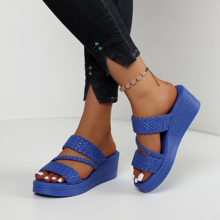 Tresseline™ — Mule compensée tressée colorée légèreté estivale