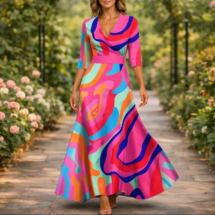 Fleur™ - Robe élégante avec décolleté en V