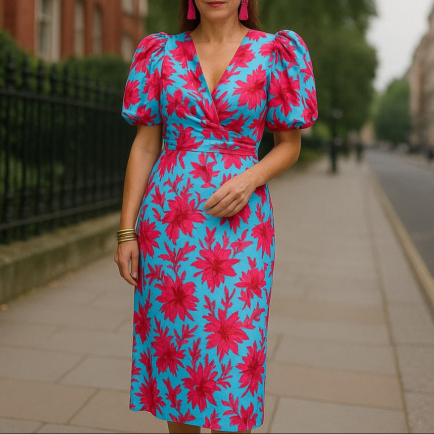 Noor™ - Robe mi-longue avec manches bouffantes
